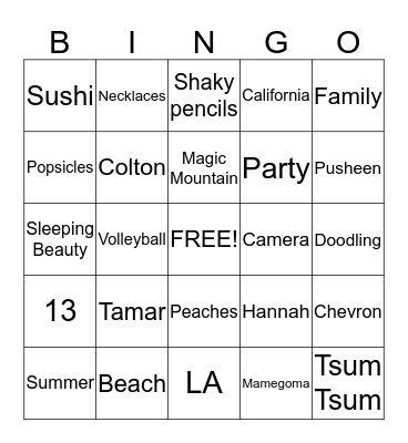 Tea time Bingo!!!! Bingo Card