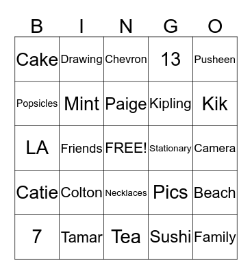 Tea time Bingo!!!! Bingo Card