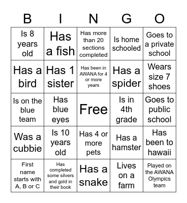 People Bingo Card