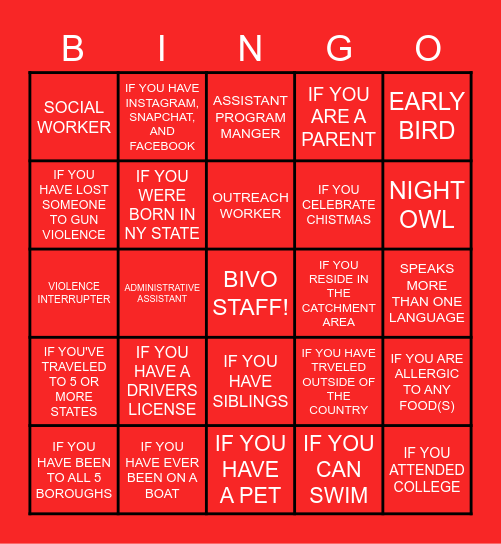 TEAM BUILDING Bingo Card