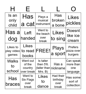 ICE BREAKER BINGO Card