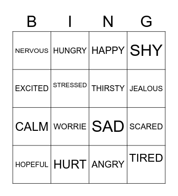 Emotions BINGO Card