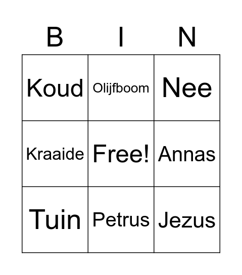 Bingo zondagschool Bingo Card