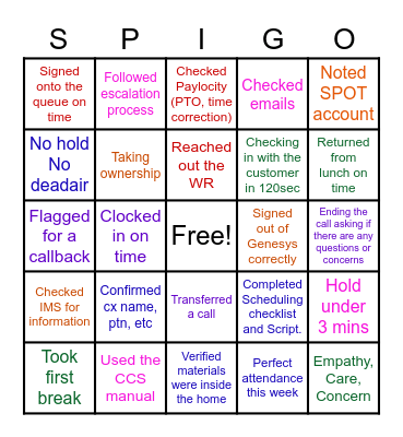 CCS Bingo Card