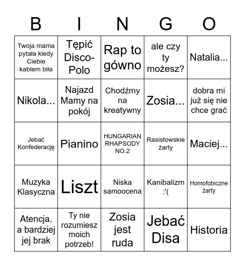 Kubuś Bingo Card