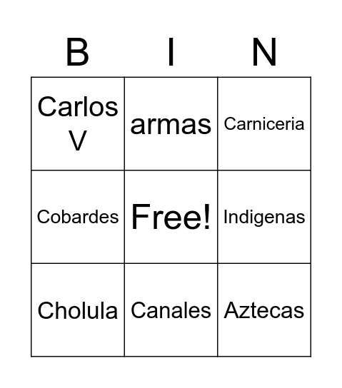 Historia de Mexico Tercera parte Bingo Card