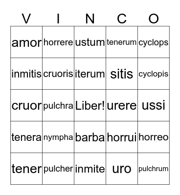 Acis and Galatea I Bingo Card