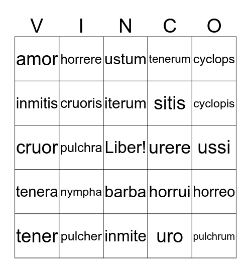 Acis and Galatea I Bingo Card