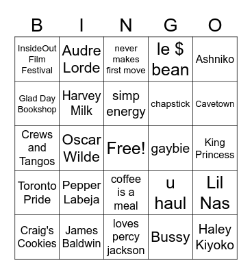 Queer Bingo Card