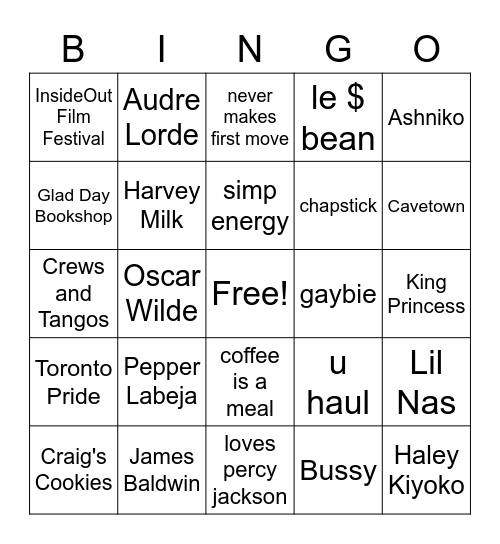 Queer Bingo Card