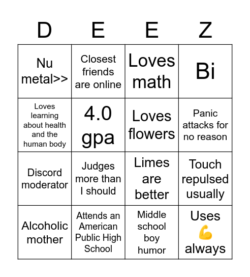 DJ Bingo Card