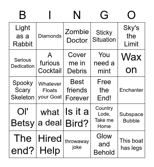 MC achievement bingo Card