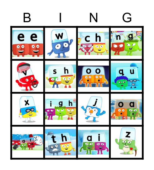 Alphablocks Bingo Phase 3 Bingo Card