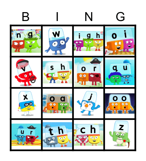 Alphablocks Bingo Phase 3 Bingo Card