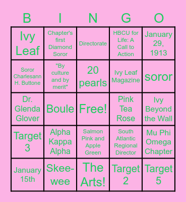 AKA Sisterly Relations BINGO Card