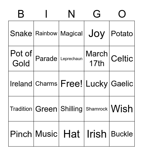 St.Patrick's Day! Bingo Card