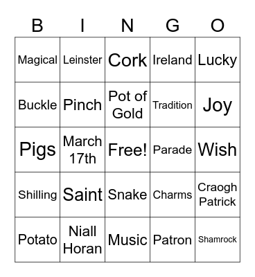 St.Patrick's Day! Bingo Card