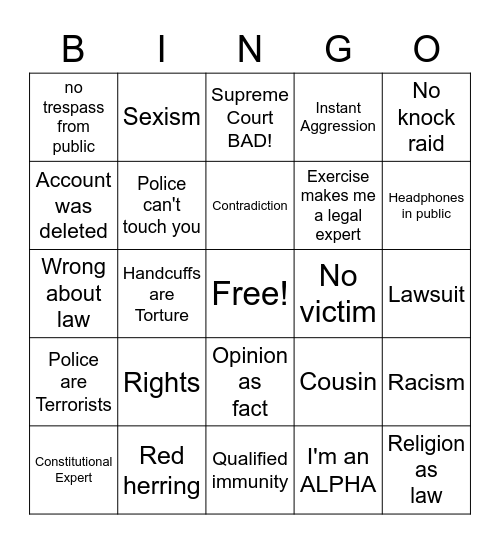 Delete Lawz BINGO Card