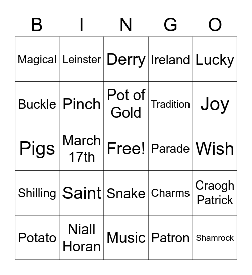 St.Patrick's Day! Bingo Card