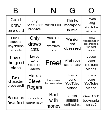 Breezes bingo Card