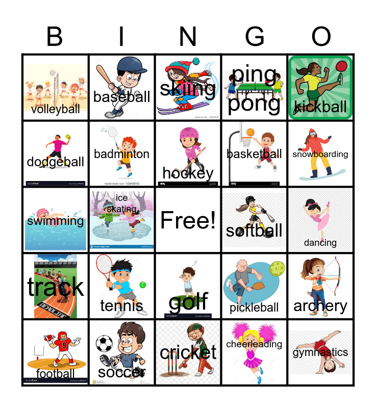 Sports Bingo Card