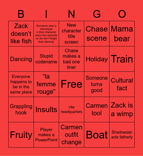 Carmen Sandiago Bingo Card