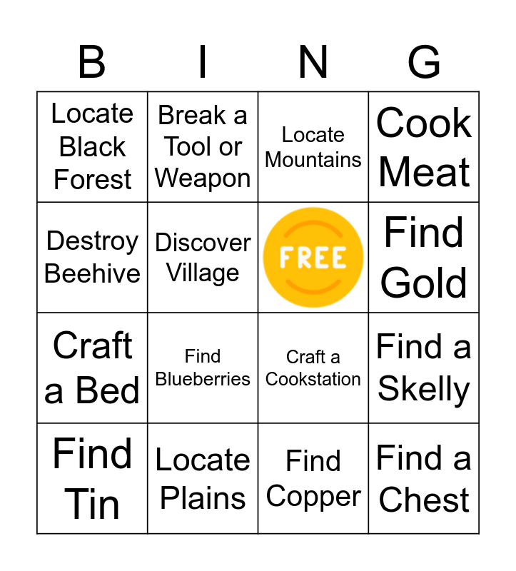Valheim Permadeath Run Bingo Card
