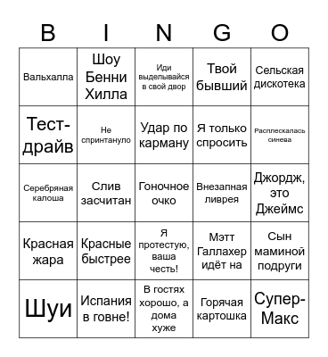 Ф1 БИНГО 2022 Bingo Card