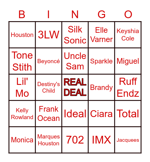 RealDeal R&Bingo Card