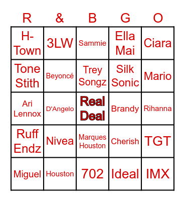 RealDeal R&Bingo Card