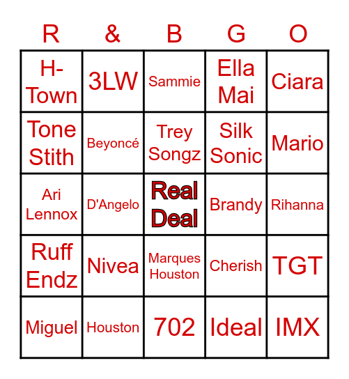 RealDeal R&Bingo Card