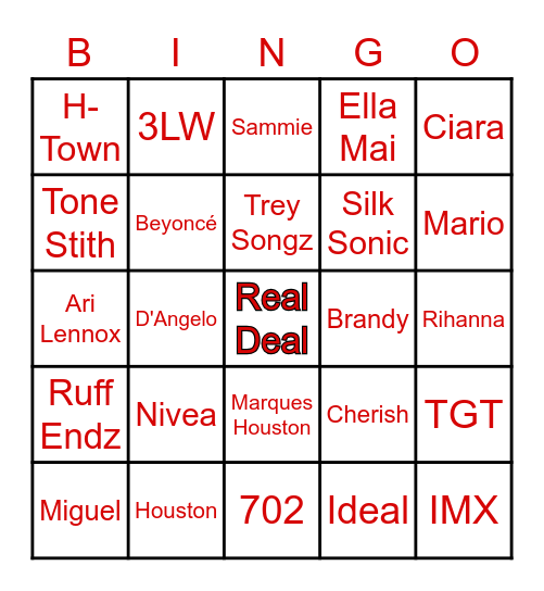 RealDeal R&Bingo Card