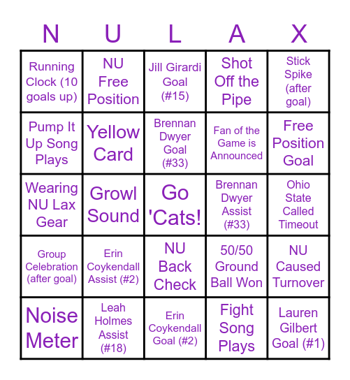 LAX Bingo Card