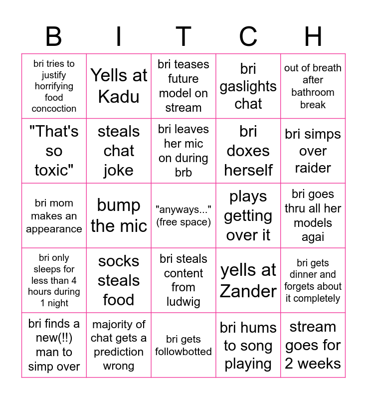 Bri-ngo Bingo Card