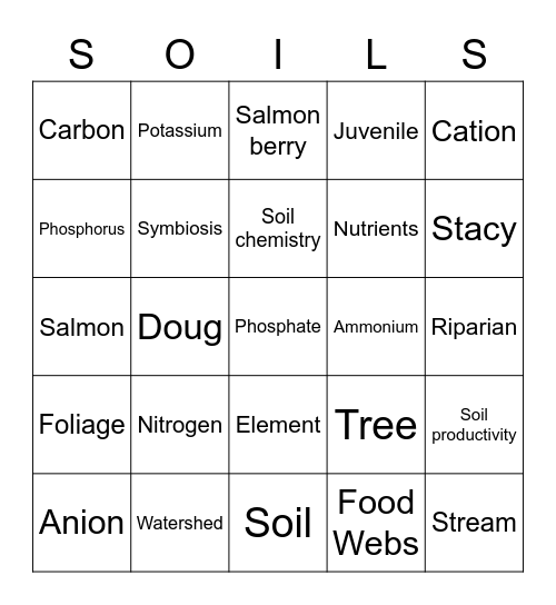 BINGO SOILS Bingo Card