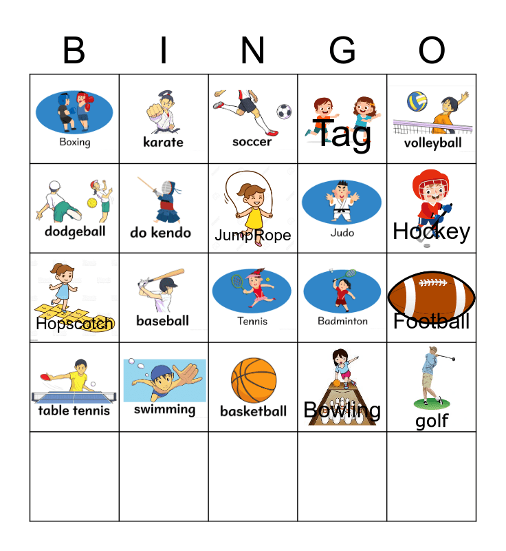 Sports Bingo Card