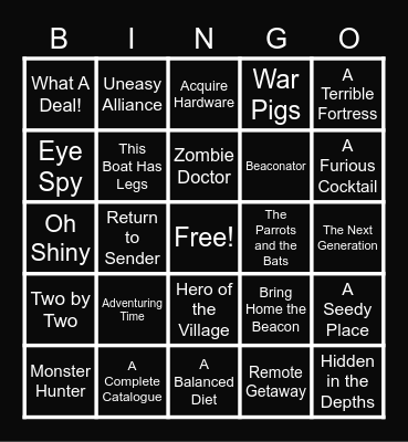 Minecraft Advancement Bingo Card