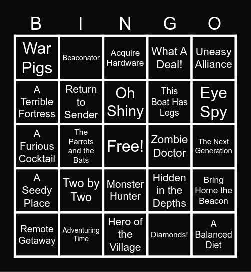 Minecraft Advancement Bingo Card