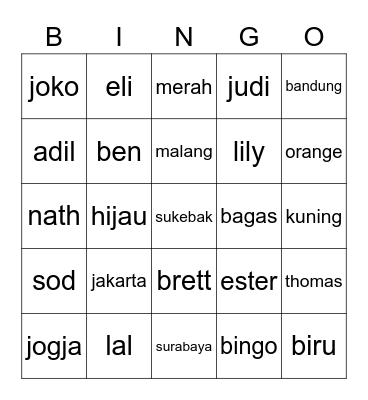 bagas Bingo Card