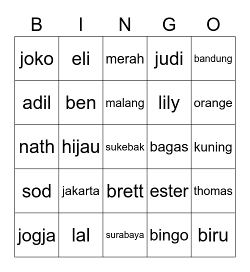 bagas Bingo Card