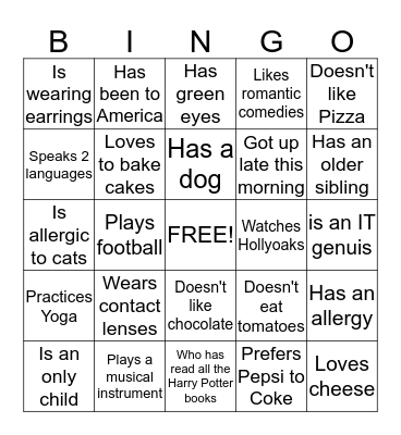 Find someone who..... Bingo Card