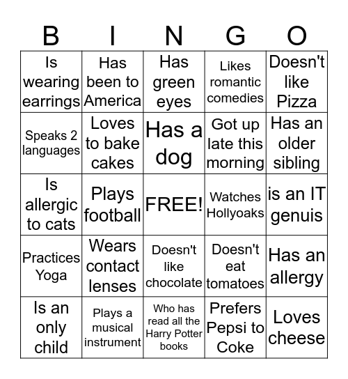 Find someone who..... Bingo Card