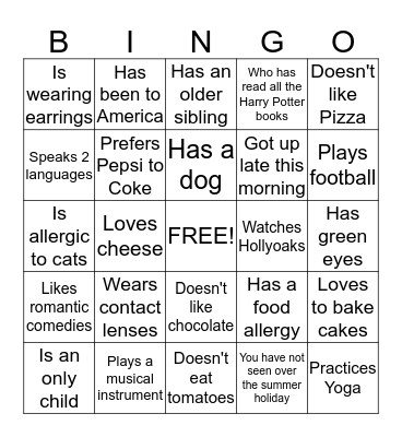 Find someone who..... Bingo Card