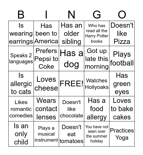 Find someone who..... Bingo Card