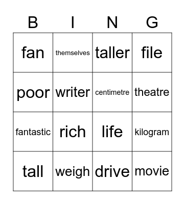 Unit 1 Bingo Card