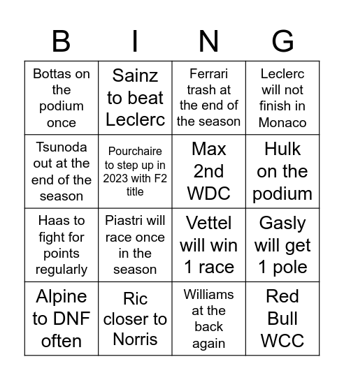 Untitled Bingo Card