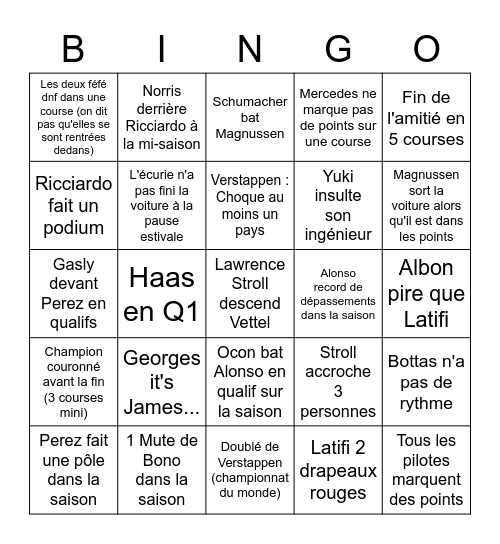 Bingo Saison Bingo Card