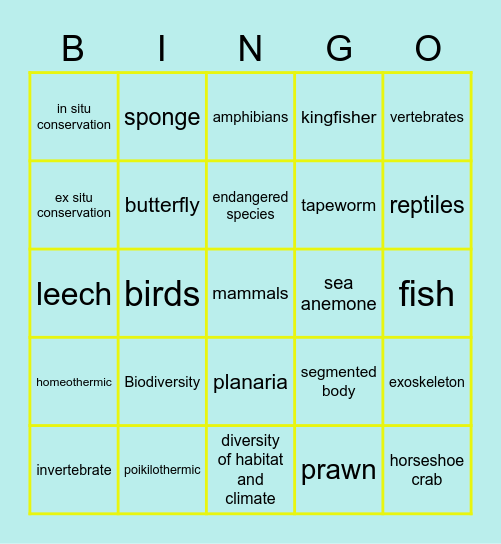 S2 C1 Biodiversity Bingo Card