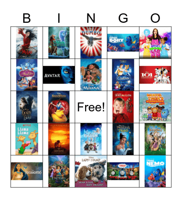 TV and Movie Bingo Card