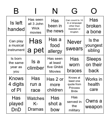 Angelika 301st Mingle Bingo Card